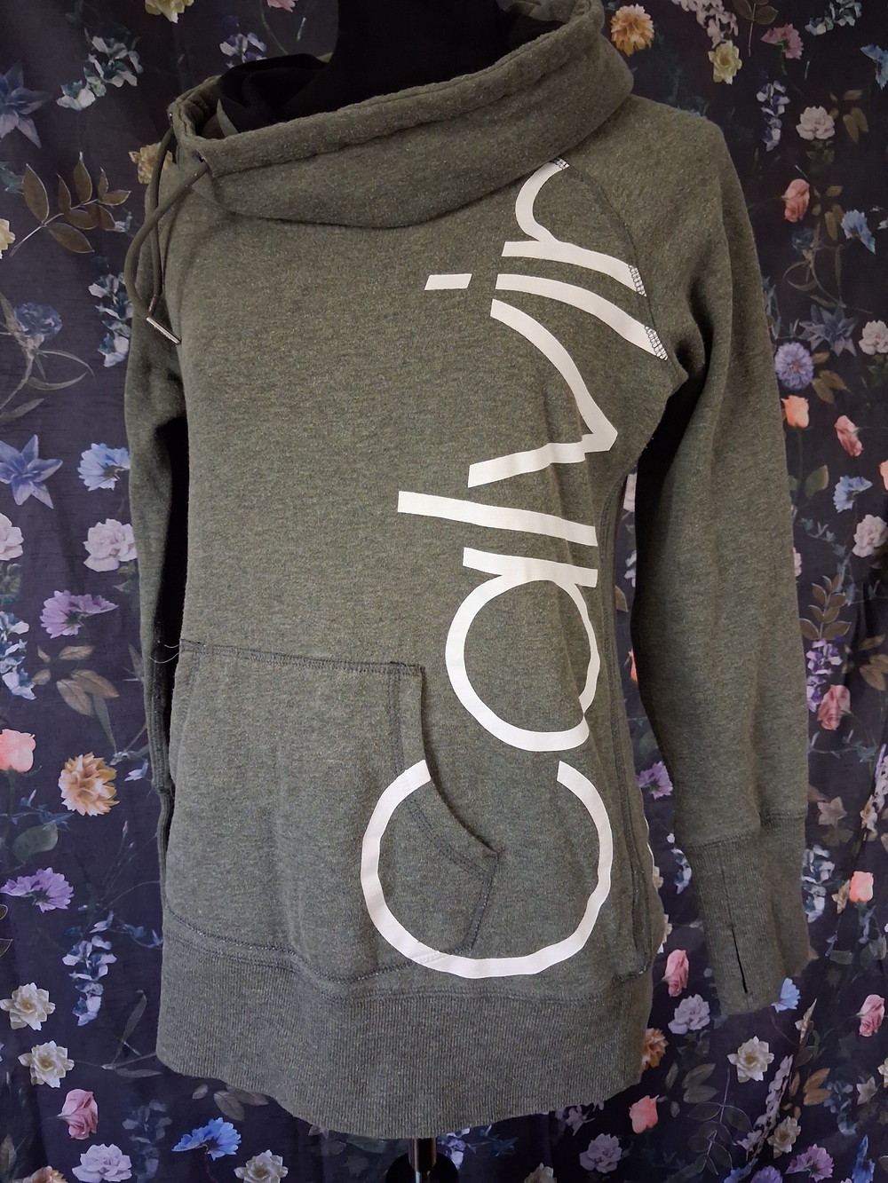Cozy Calvin Klein Women's Pullover Hoodie with Side Graphic